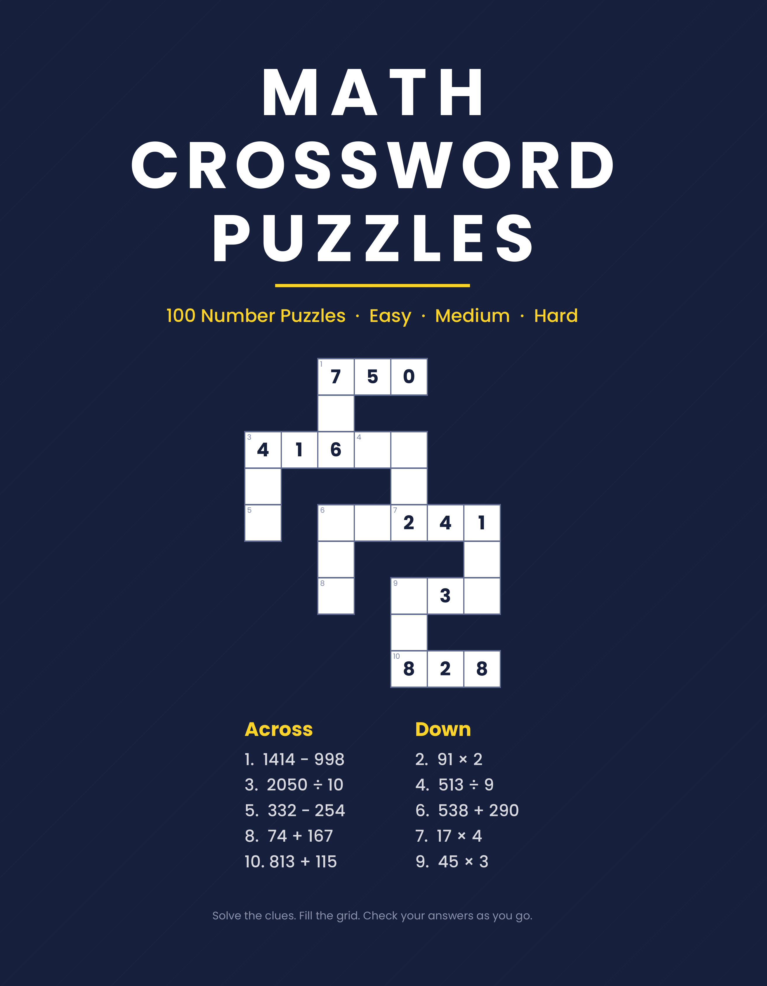 Advanced Math Crossword Puzzles Book Cover