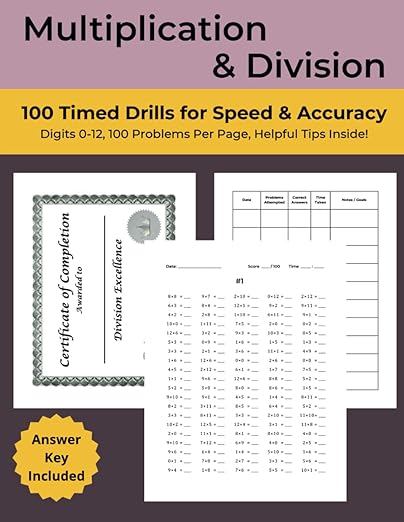 Multiplication & Division Timed Drills Workbook Cover