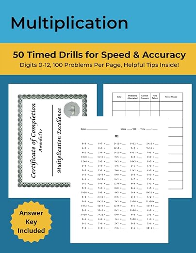 Multiplication Timed Drills Workbook Cover
